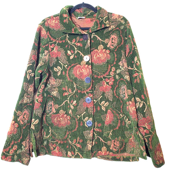 CMC Color Me Cotton Brocade Womens XL Jacket Jacquard Tapestry Floral Coat Art - Picture 1 of 9
